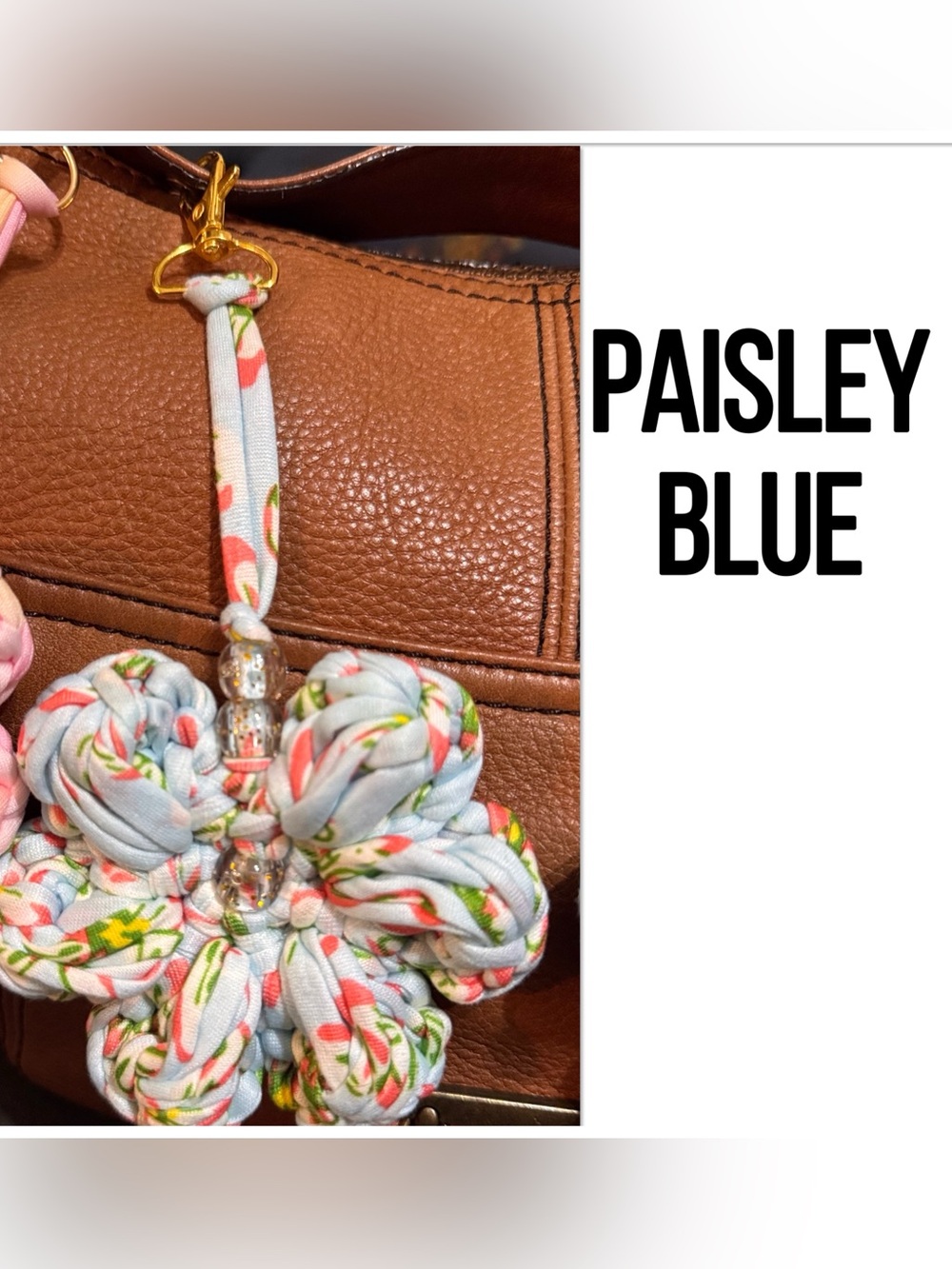 Handmade Crochet Floral Bag Charm - Choice of 1 - Picture 8 of 10